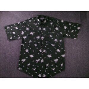 Untied Shirt Mens M Green Hawaiian Aloha Floral Tropical Button Up Causal